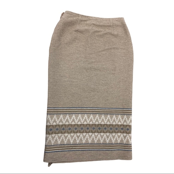 Wool Southwestern Vintage Style Fringe Front Wrap Full Skirt Pocketed - Picture 11 of 12